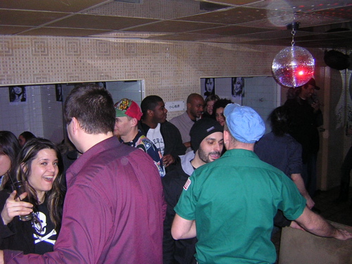 The crowd downstairs around 3 AM